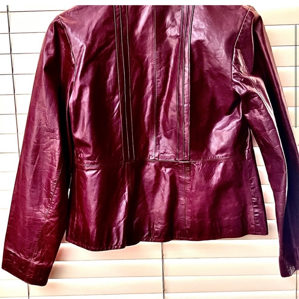 Wine Colored Authentic Leather Jacket - image 3